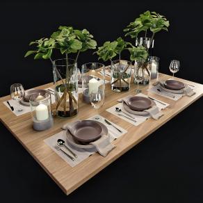 现代花瓶餐具组合